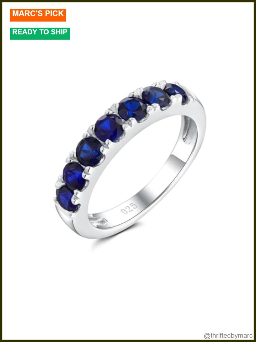 925 Sterling Silver Eternity Ring Created Sapphire Wedding Band